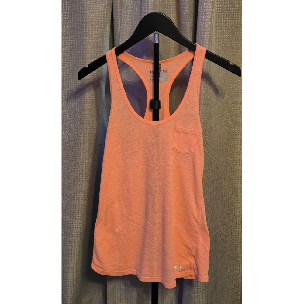 Under Armour Racerback Tank Top Women's Size Medium‎ Orange Chest Pocket